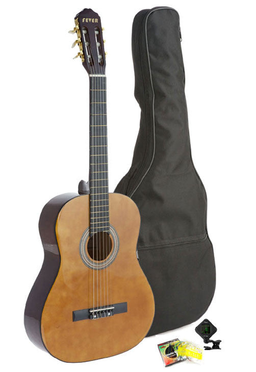 Fever Student Full Size Nylon Classical String Guitar with Bag Tuner and Strings C055