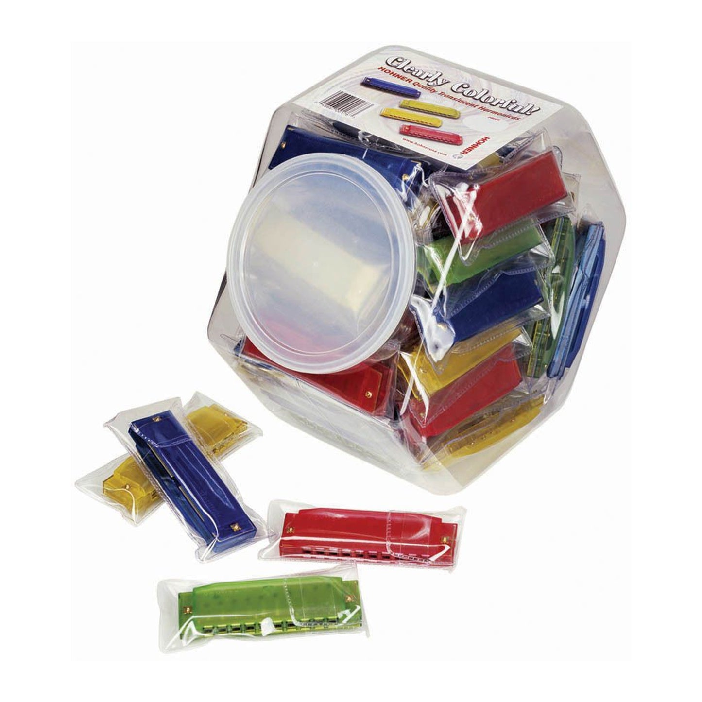 Hohner Canister Display with 48 Translucent Harmonicas 