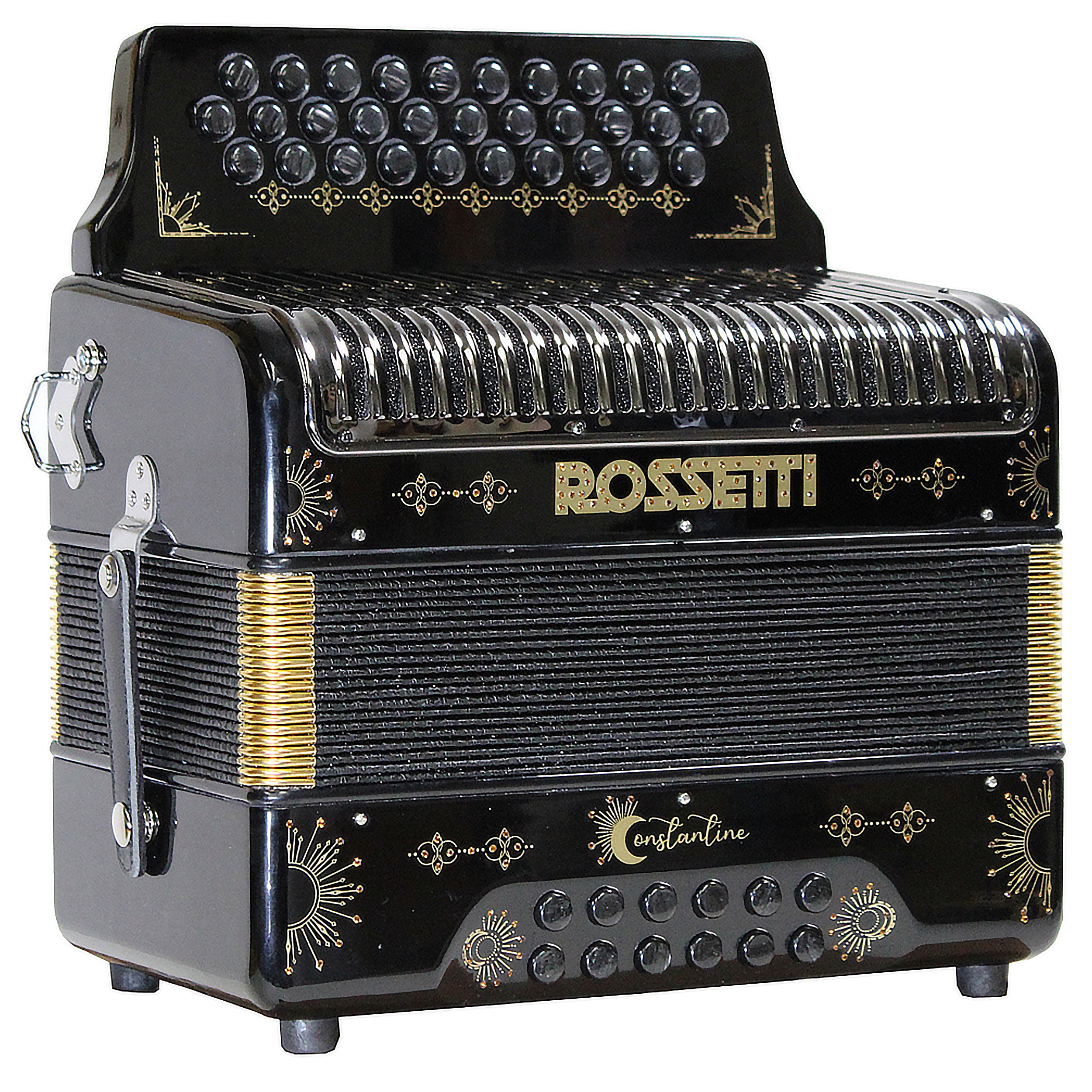 Rossetti Constantine 31 Button 12 Bass Accordion GCF (SOL) Black/Gold