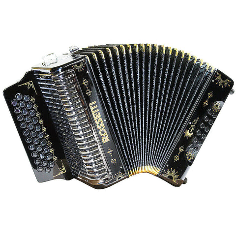 Rossetti Constantine 31 Button 12 Bass Accordion GCF (SOL) Black/Gold