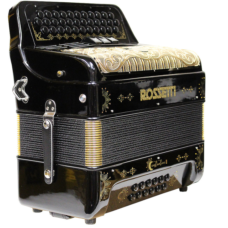 Rossetti Constantine 34 Button 12 Bass Accordion GCF (SOL) Black/Gold