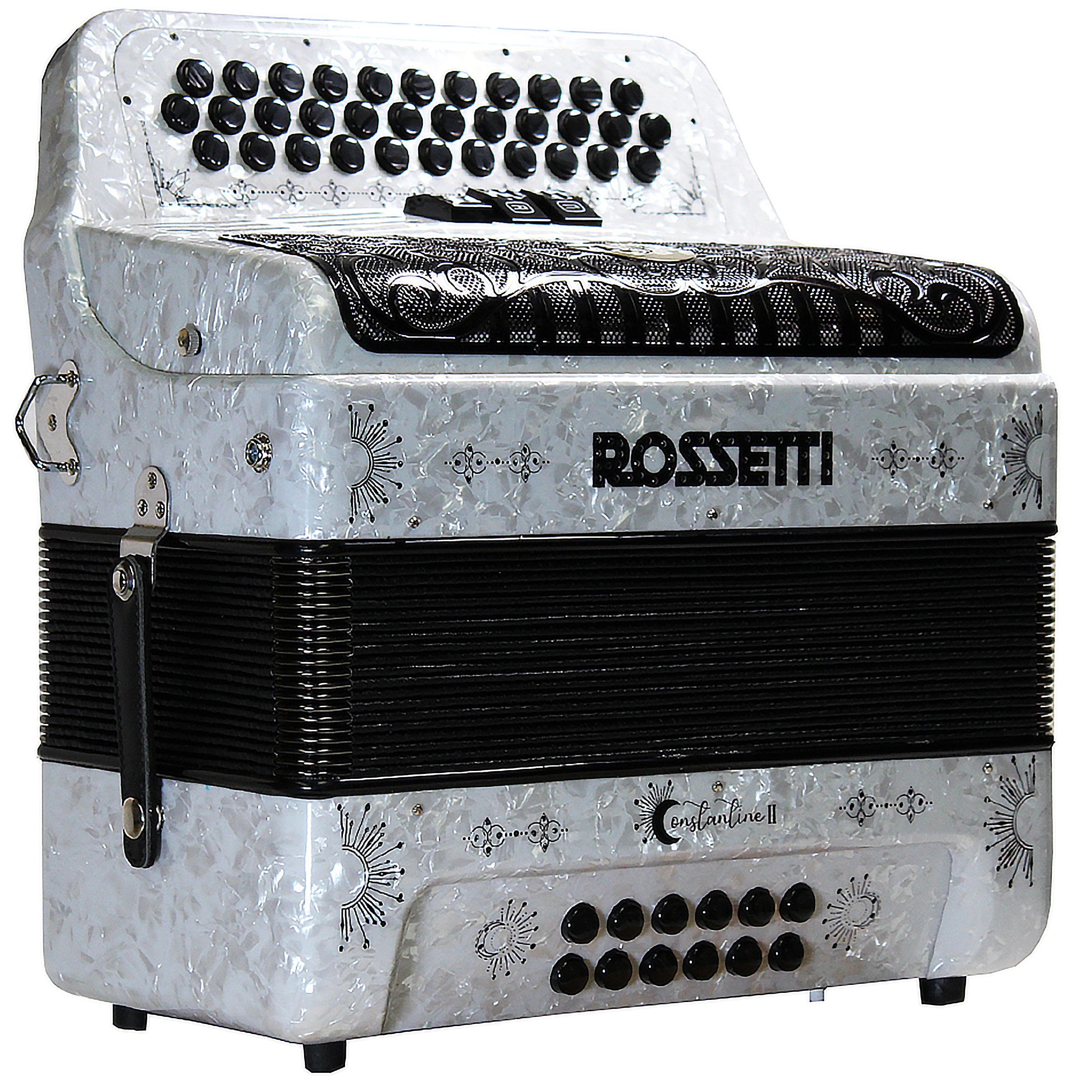 Rossetti Constantine 34 Button 12 Bass Accordion GCF (SOL) White/Black