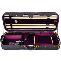 D'Luca Deluxe Oblong Heavy-Duty Viola Case With Hydrometer Fits 15” to 16.5”, Black-Red
