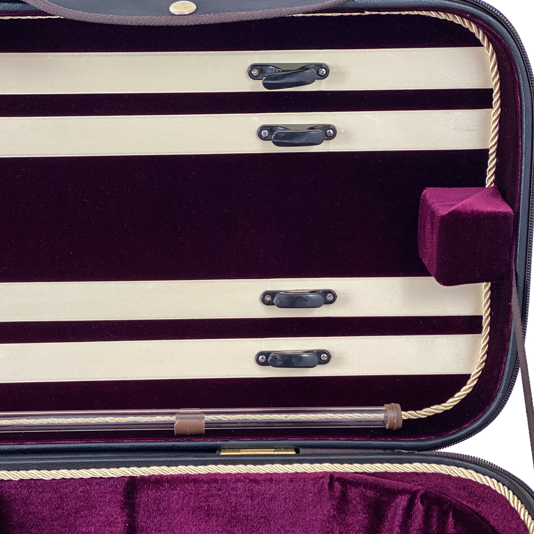 D'Luca Deluxe Oblong Heavy-Duty Viola Case With Hydrometer Fits 15” to 16.5”, Black-Red