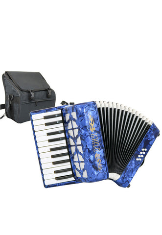 D'Luca Grand Junior Piano Accordion 22 Keys 8 Bass with Gig Bag, Blue