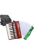 D'Luca Grand Junior Piano Accordion 22 Keys 8 Bass with Gig Bag, Red, White, Green