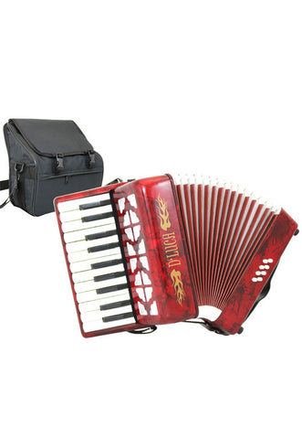 D'Luca Grand Junior Piano Accordion 22 Keys 8 Bass with Gig Bag, Red