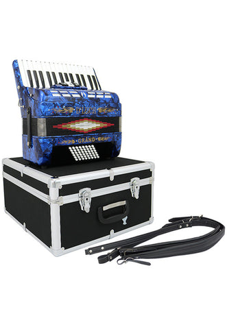 D'Luca Grand Piano Accordion 3 Switches 30 Keys 48 Bass with Case and Straps, Blue