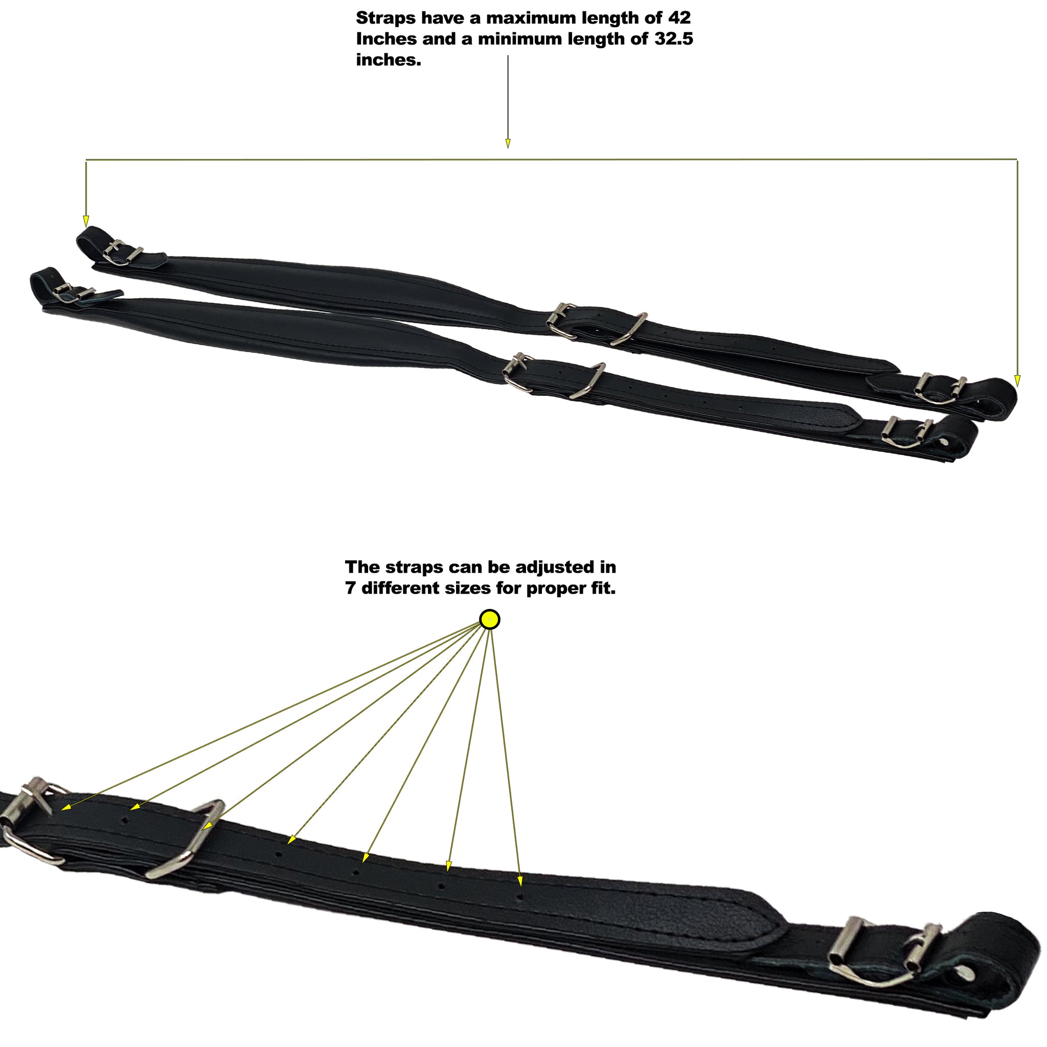 D'Luca Adjustable Accordion Shoulder Straps Set Black