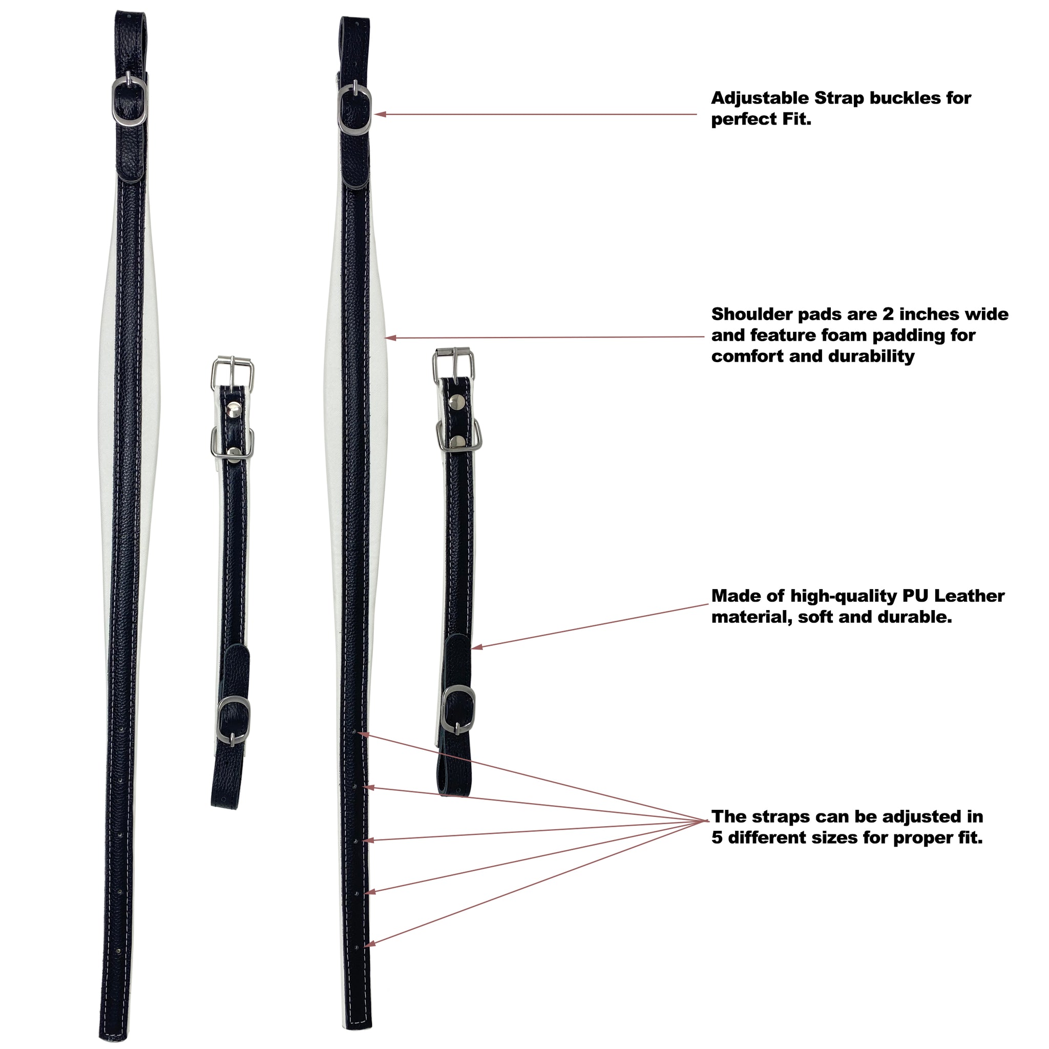 D'Luca Adjustable Accordion Shoulder Straps Set Black/White