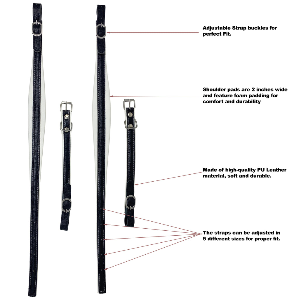 D'Luca Adjustable Accordion Shoulder Straps Set Black/White