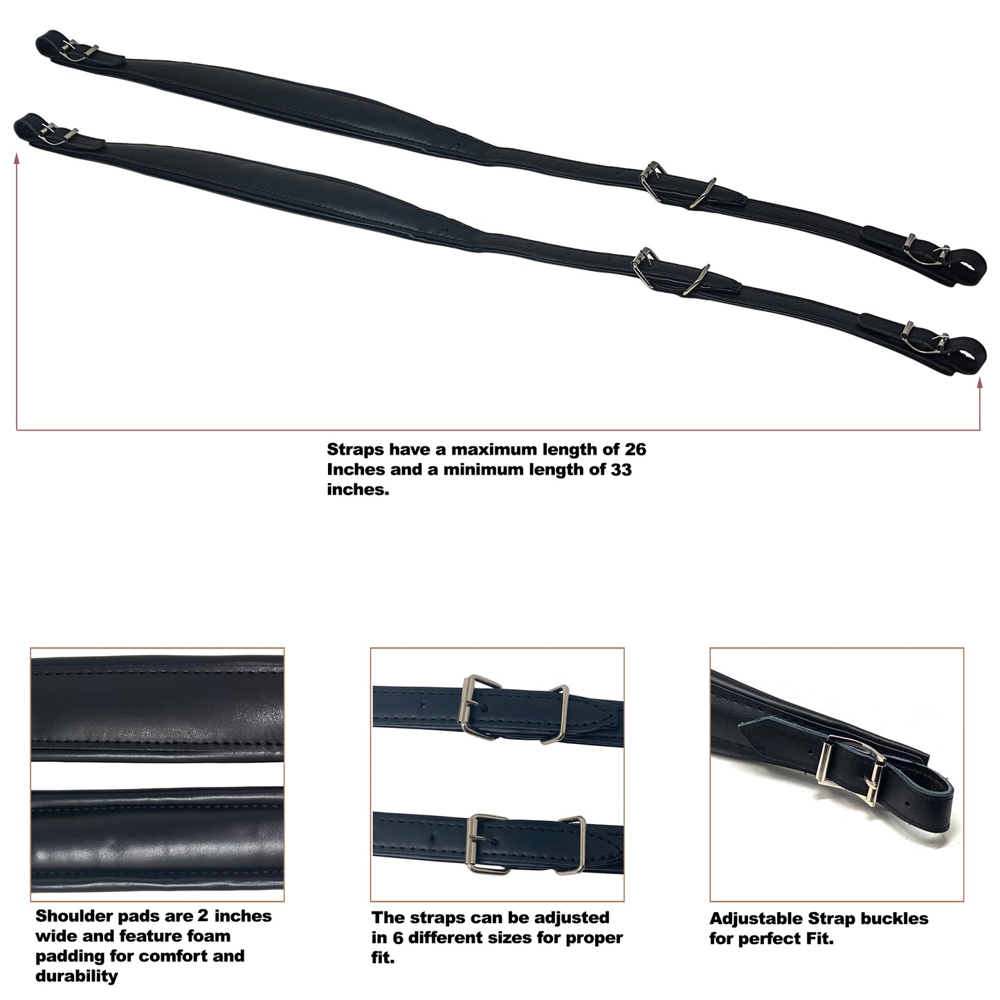 D'Luca Standard Accordion Shoulder Straps 2 Inches Black