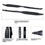 D'Luca Padded Accordion Shoulder Straps 2.5 Inches Wide Black