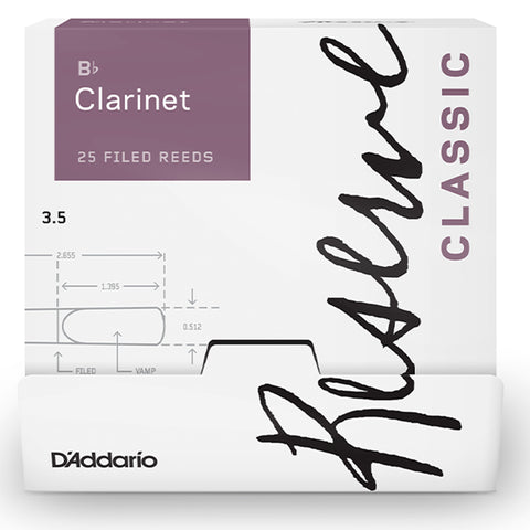 D'Addario Reserve Classic Bb Clarinet Reeds Strength 3.5, 25-box