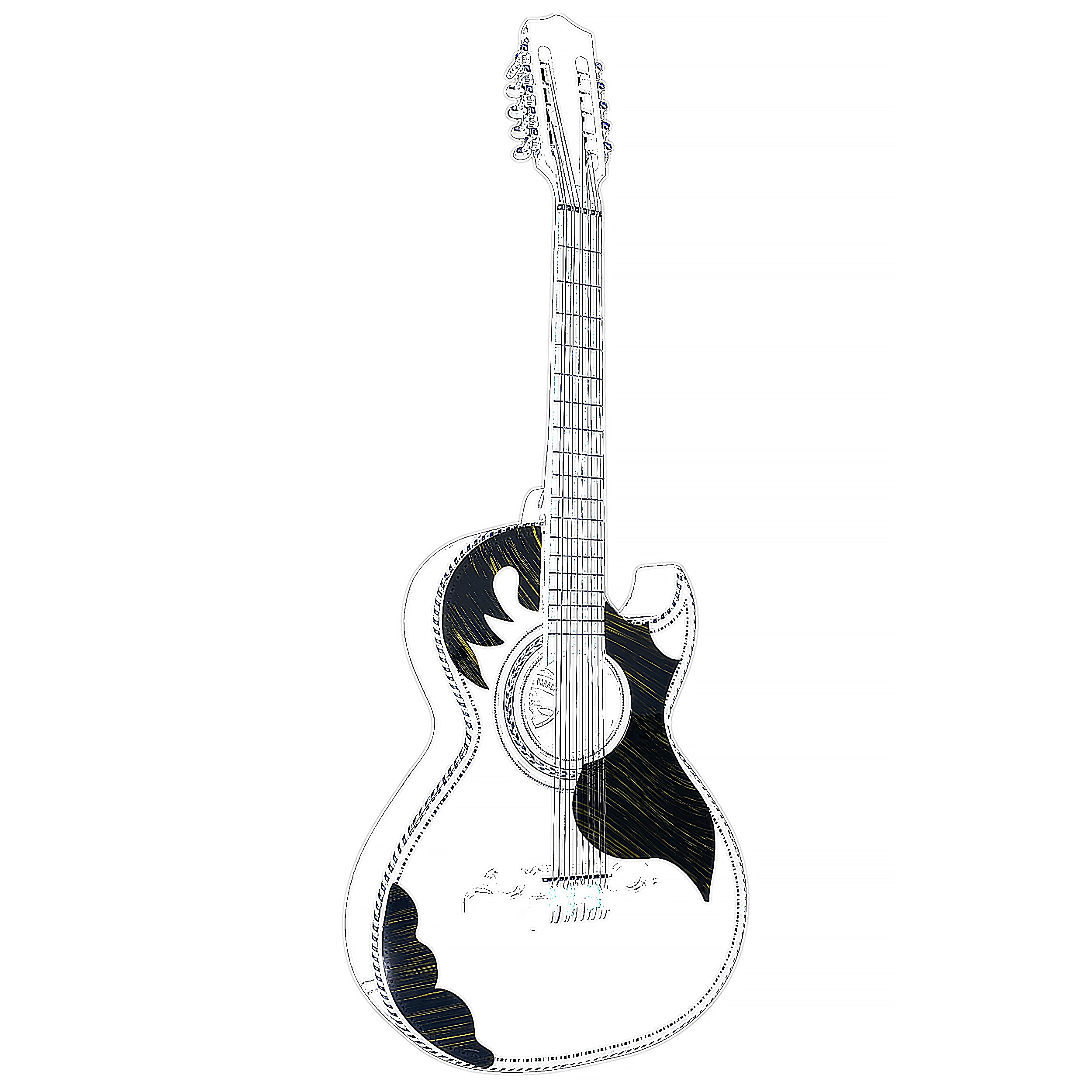 D'Luca Paracho Bajo Quinto And Bajo Sexto Pick Guard Mica Set, Black and Yellow