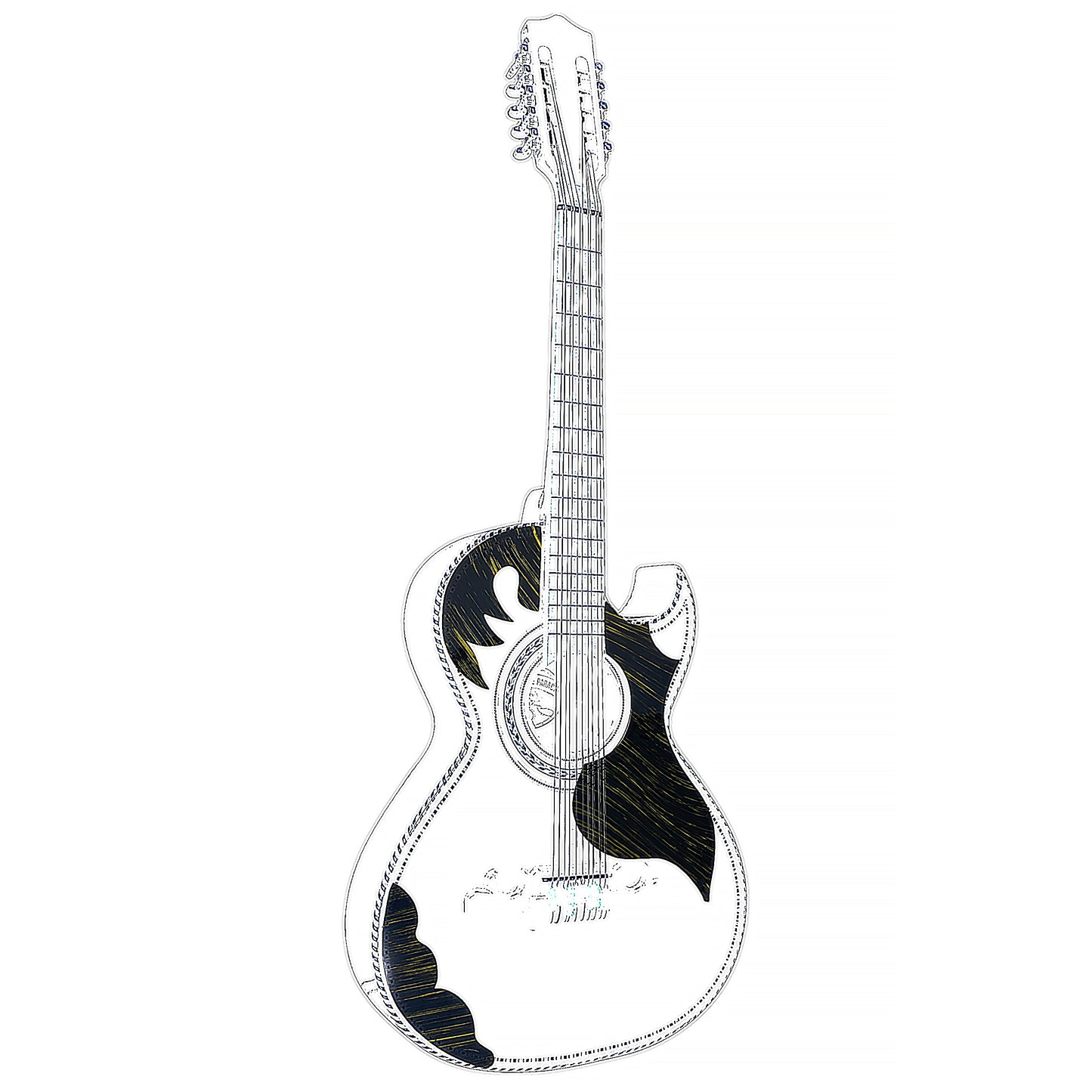 D'Luca Paracho Bajo Quinto And Bajo Sexto Pick Guard Mica Set, Black and Yellow