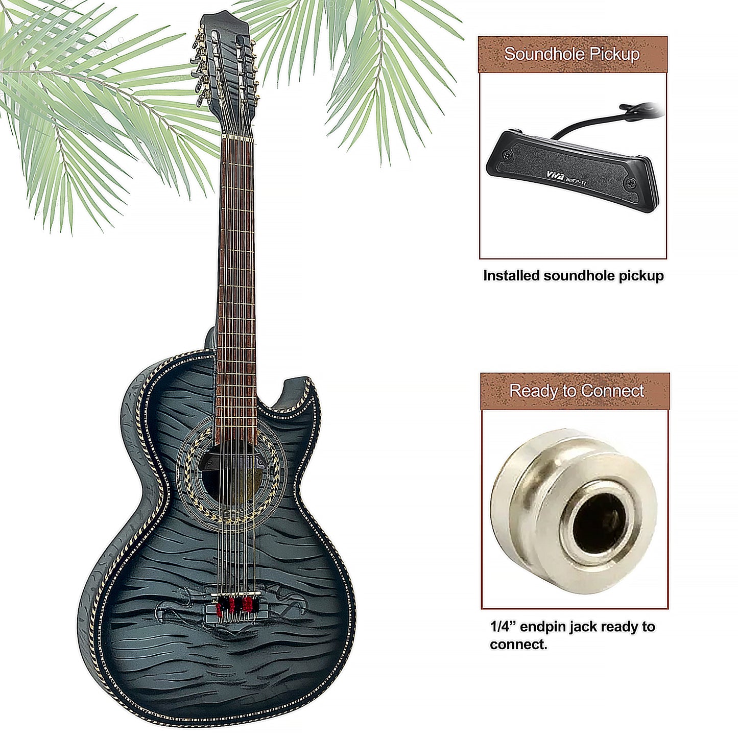 D'Luca Paracho Bajo Quinto Acoustic-Electric Tiger Grey