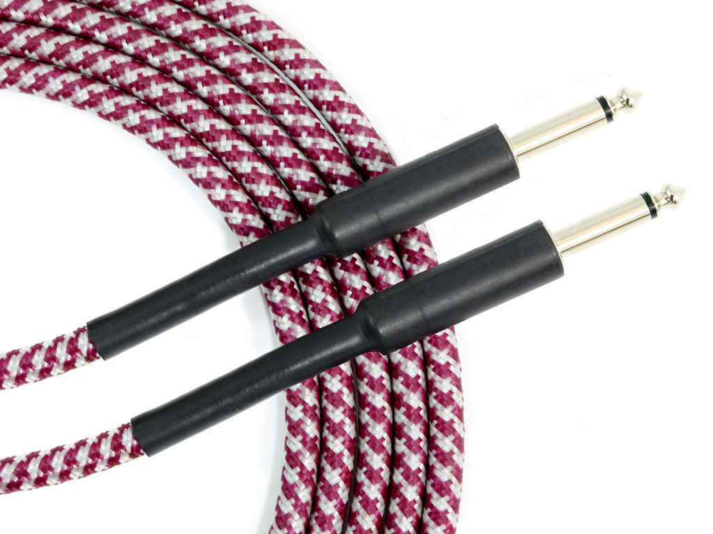 D'Luca 20 Feet Instrument Cable 1/4 Straight to 1/4 Straight Red Tweed Cloth Jacket 