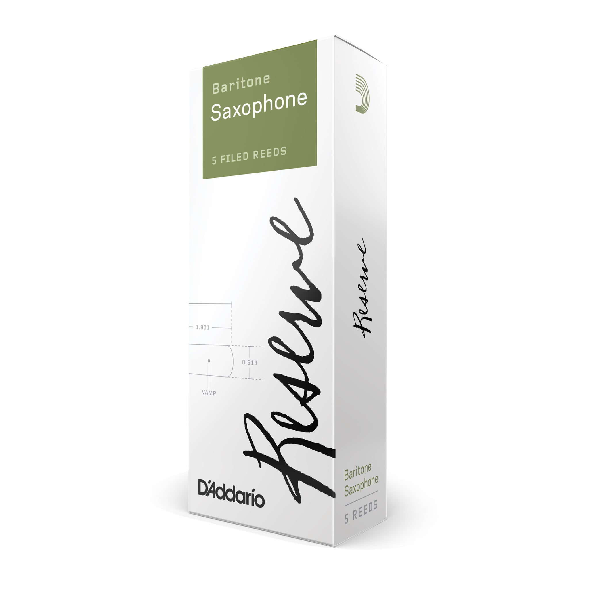 D'Addario Reserve, Baritone Saxophone Reeds Strength 2.5, 5-Pack
