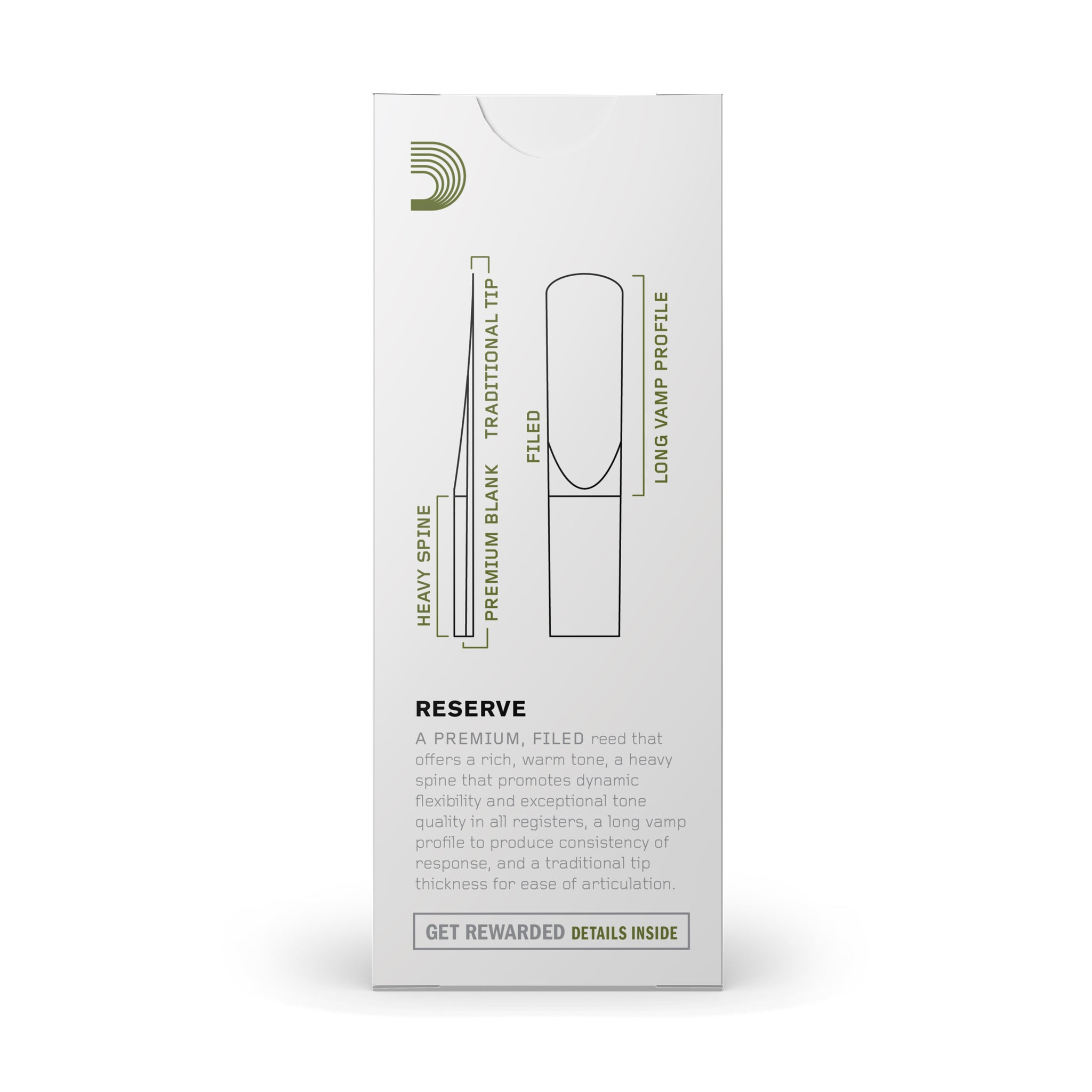 D'Addario Reserve, Baritone Saxophone Reeds Strength 3.5, 5-Pack