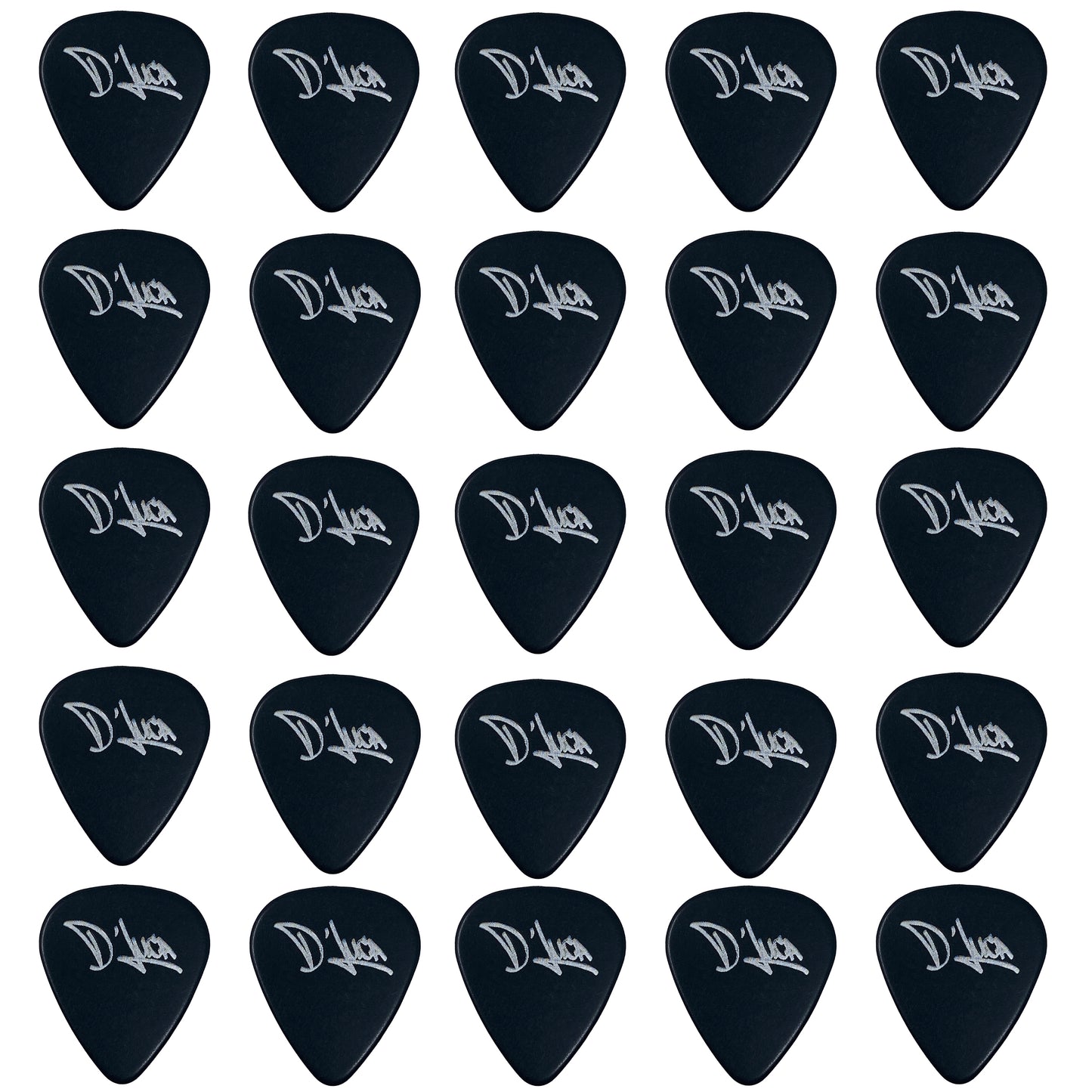 D'Luca Celluloid Standard Guitar Picks Black 0.50 mm Light 25 Pack