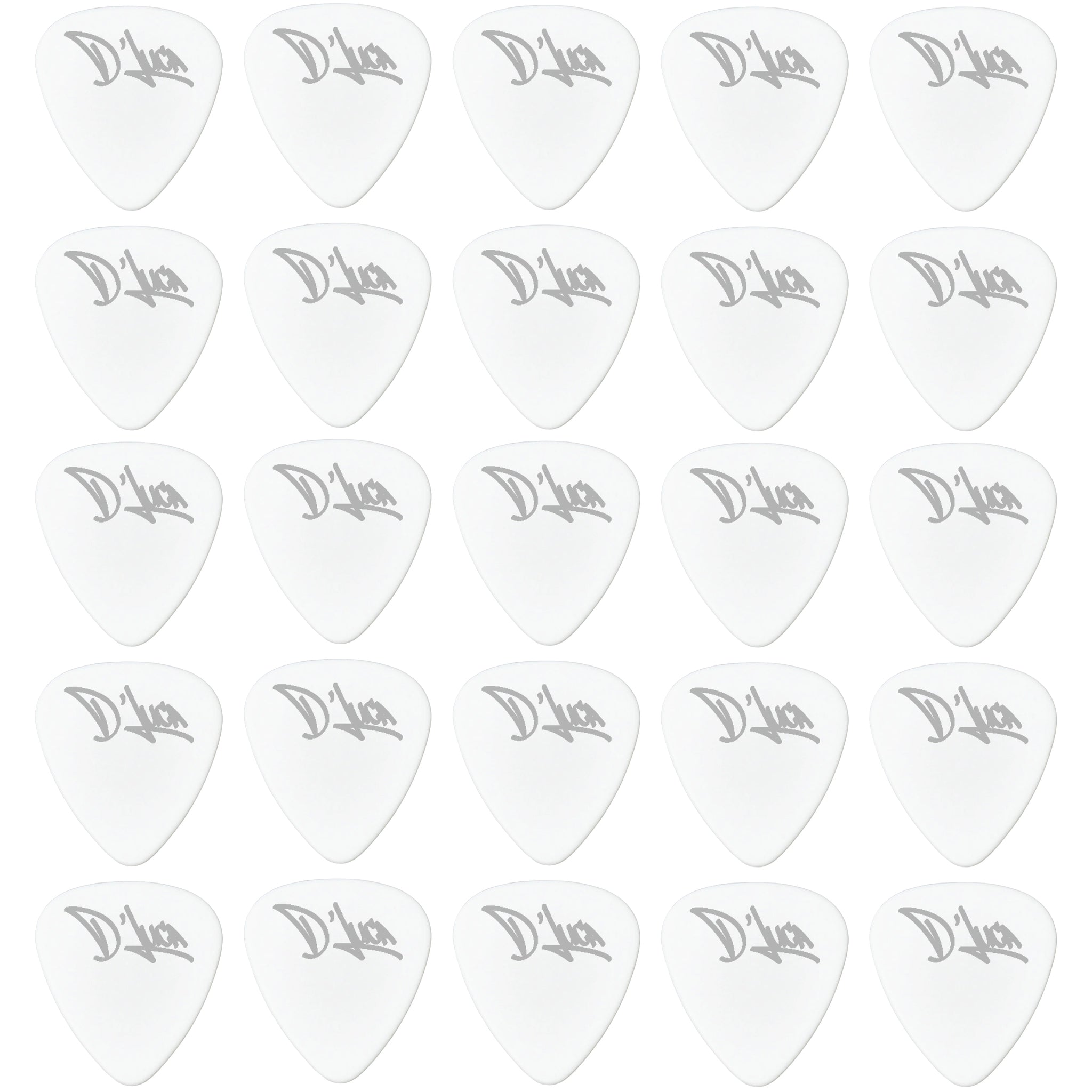 D'Luca Celluloid Standard Guitar Picks White 1.0mm Heavy 25 Pack