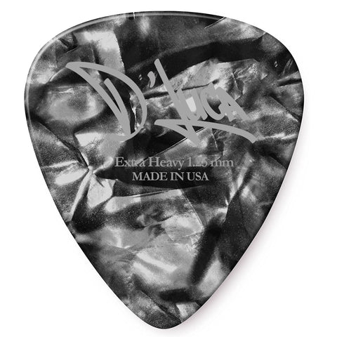 D'Luca Celluloid Standard Guitar Picks Black Pearl 1.25mm Extra Heavy 25 Pack