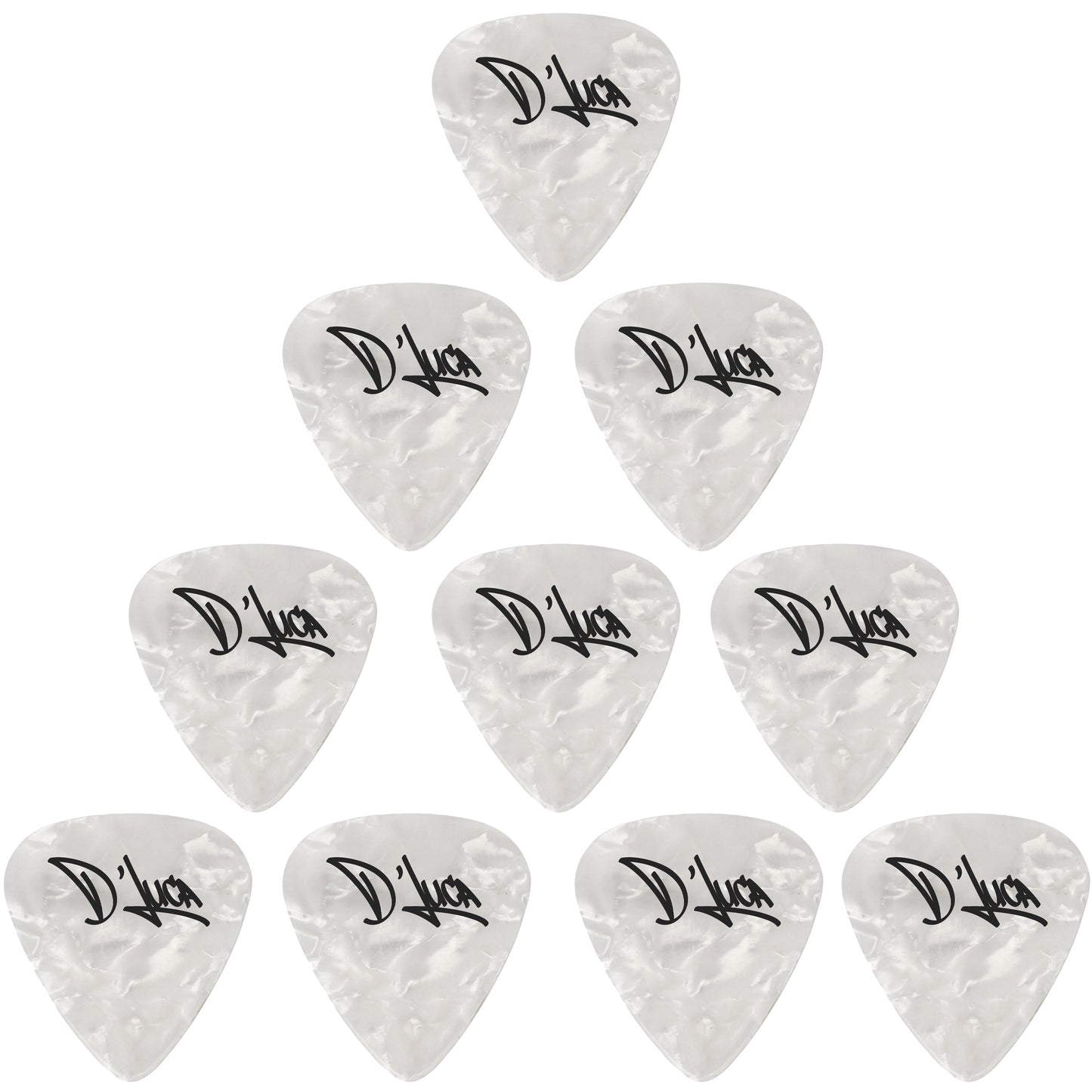 D'Luca Celluloid Standard Guitar Picks White Pearl 0.50 mm Light 10 Pack