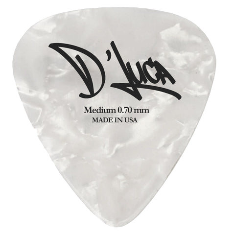 D'Luca Celluloid Standard Guitar Picks White Pearl 0.70mm Medium 10 Pack