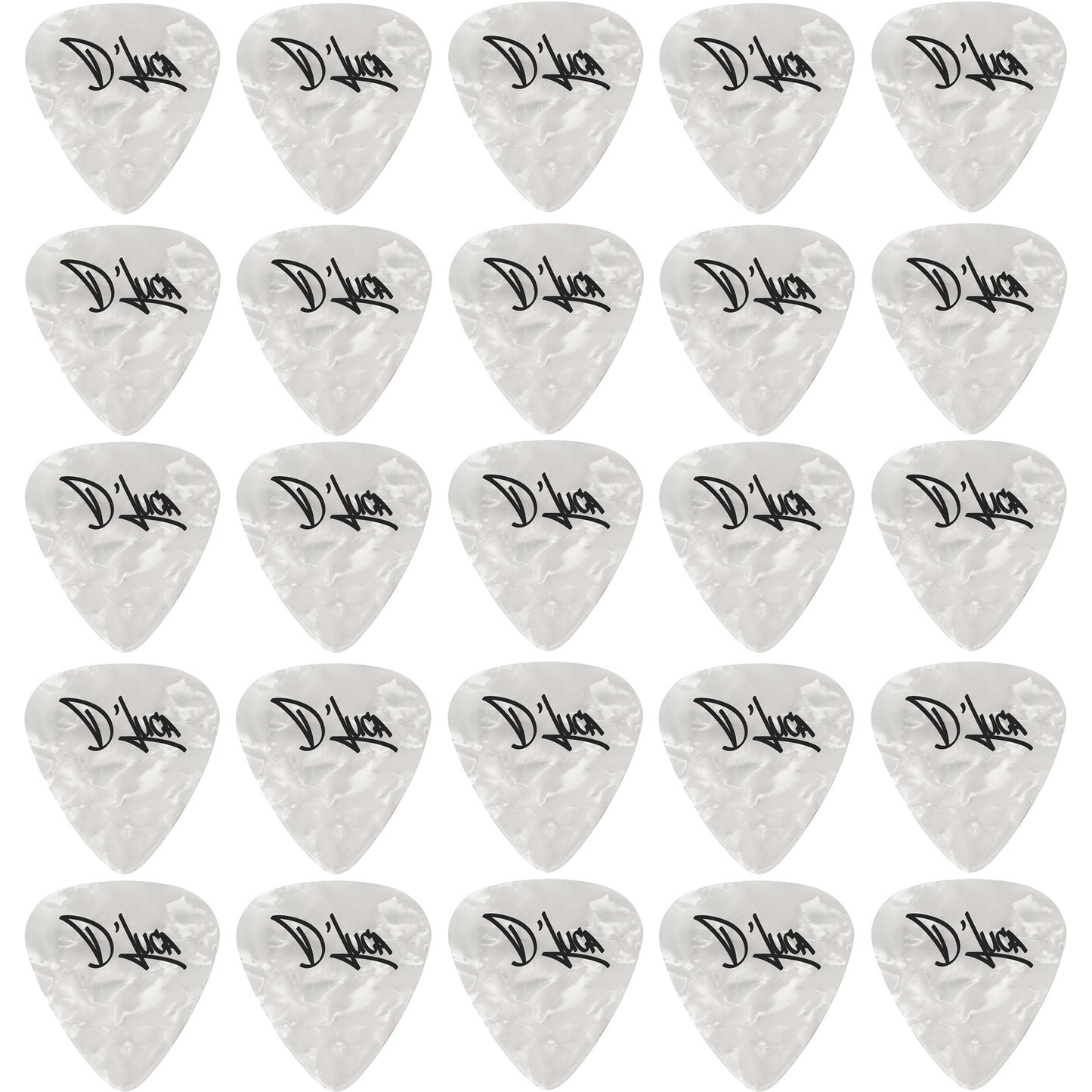 D'Luca Celluloid Standard Guitar Picks White Pearl 0.70mm Medium 25 Pack