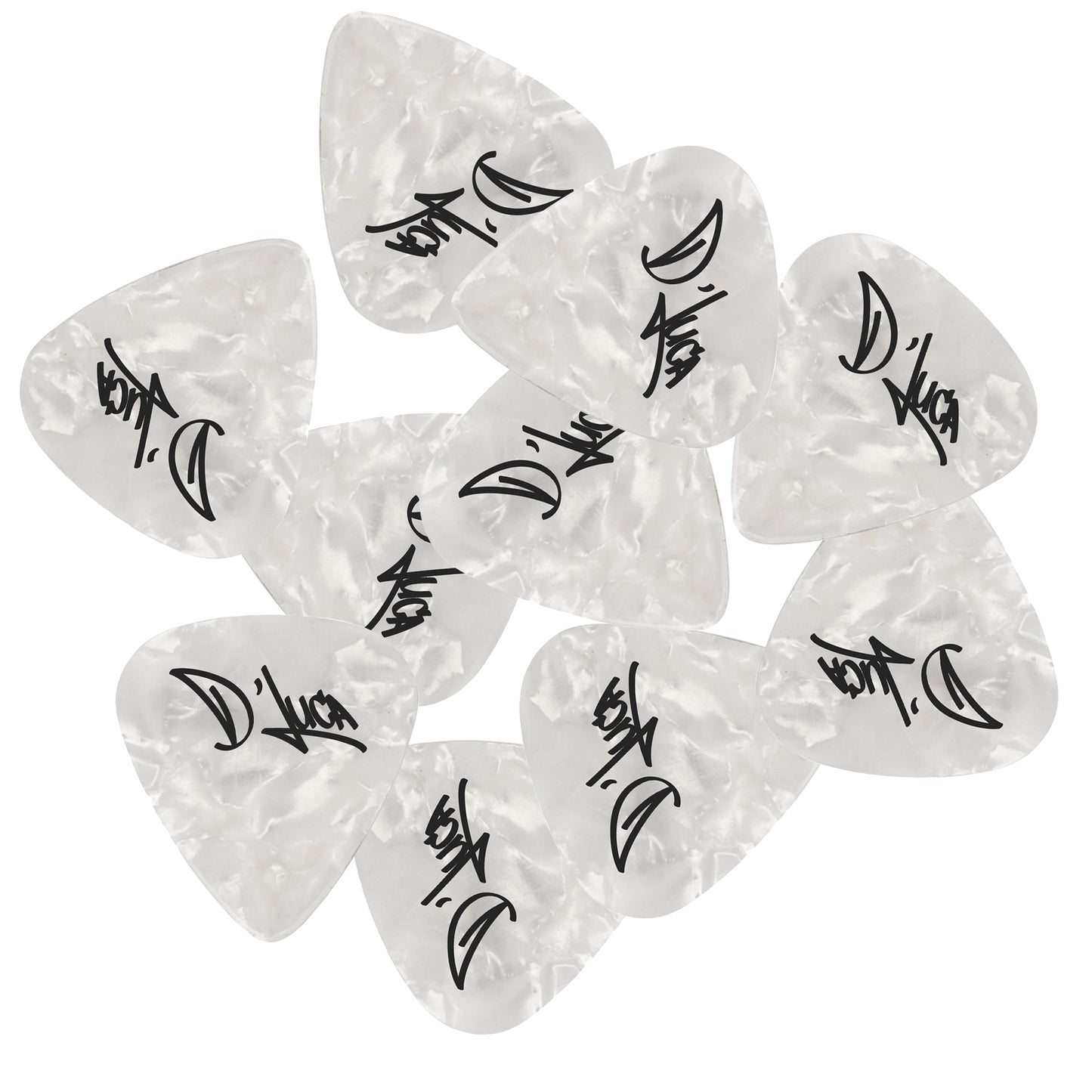 D'Luca Celluloid Standard Guitar Picks White Pearl 1.0mm Heavy 10 Pack