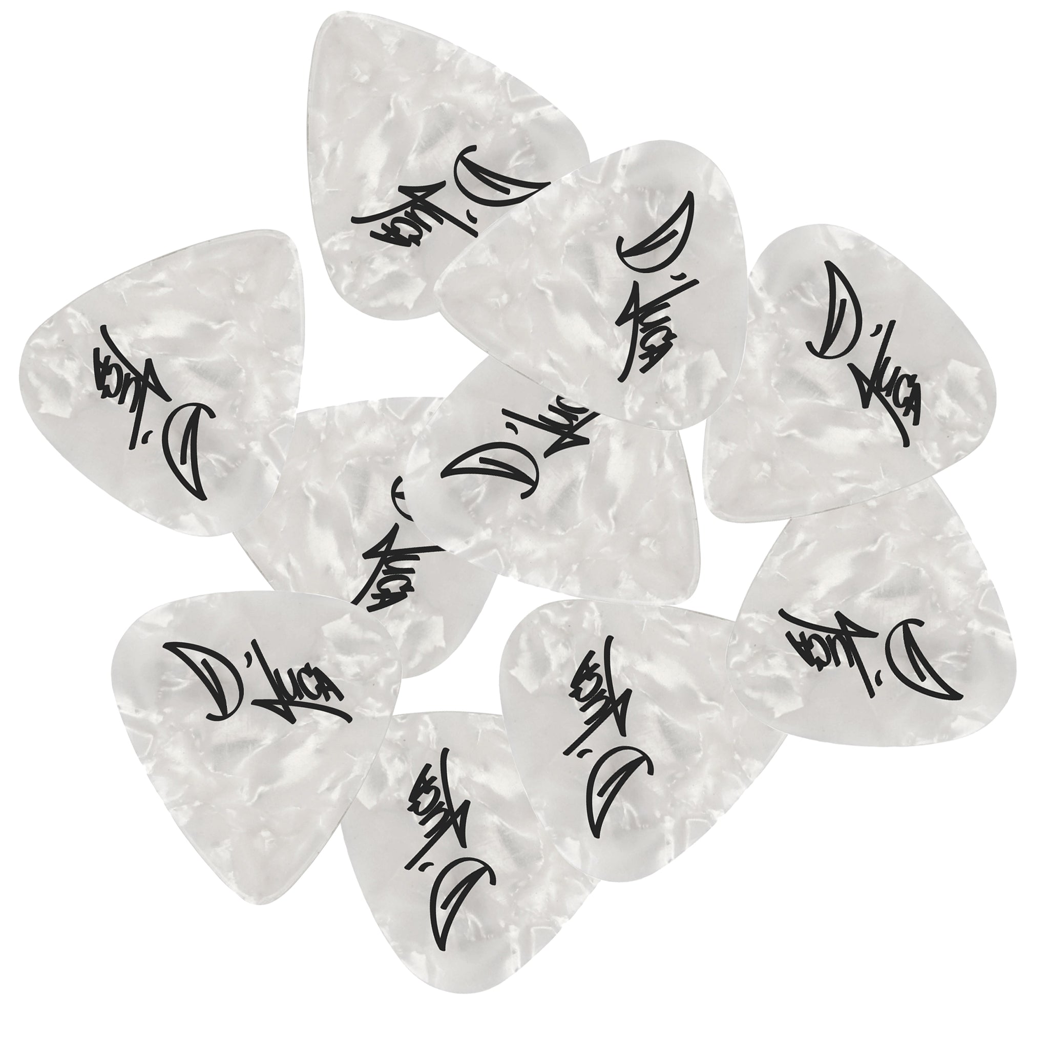 D'Luca Celluloid Standard Guitar Picks White Pearl 1.0mm Heavy 10 Pack