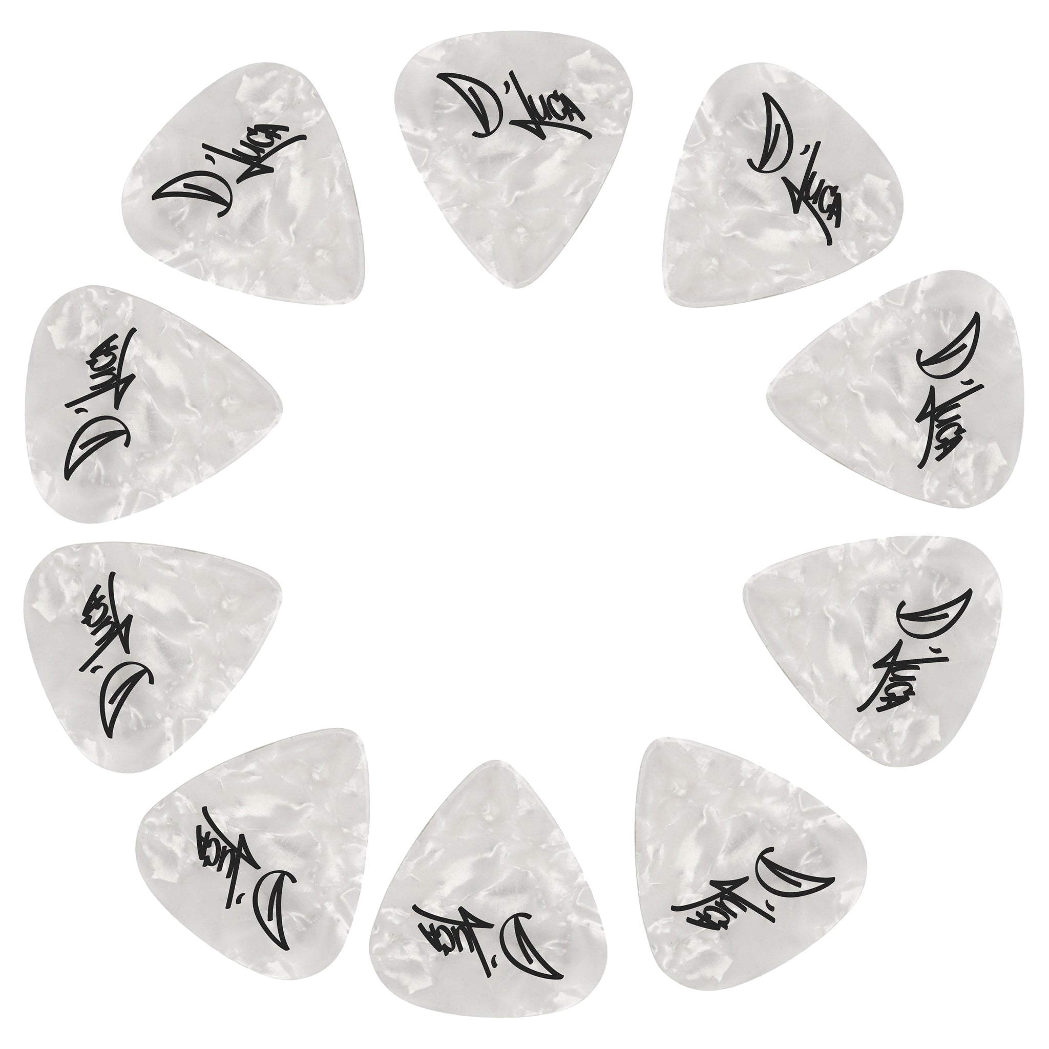 D'Luca Celluloid Standard Guitar Picks White Pearl 1.25mm Extra Heavy 10 Pack