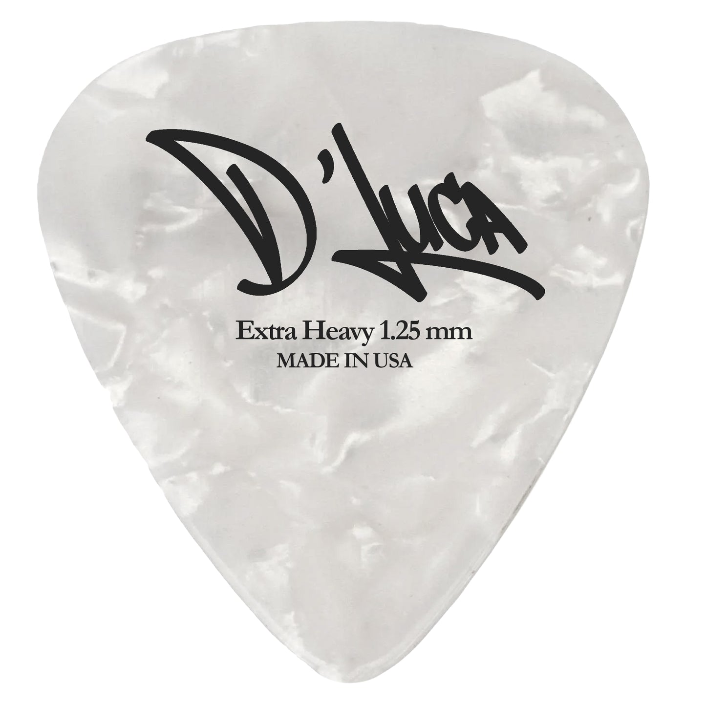 D'Luca Celluloid Standard Guitar Picks White Pearl 1.25mm Extra Heavy 25 Pack