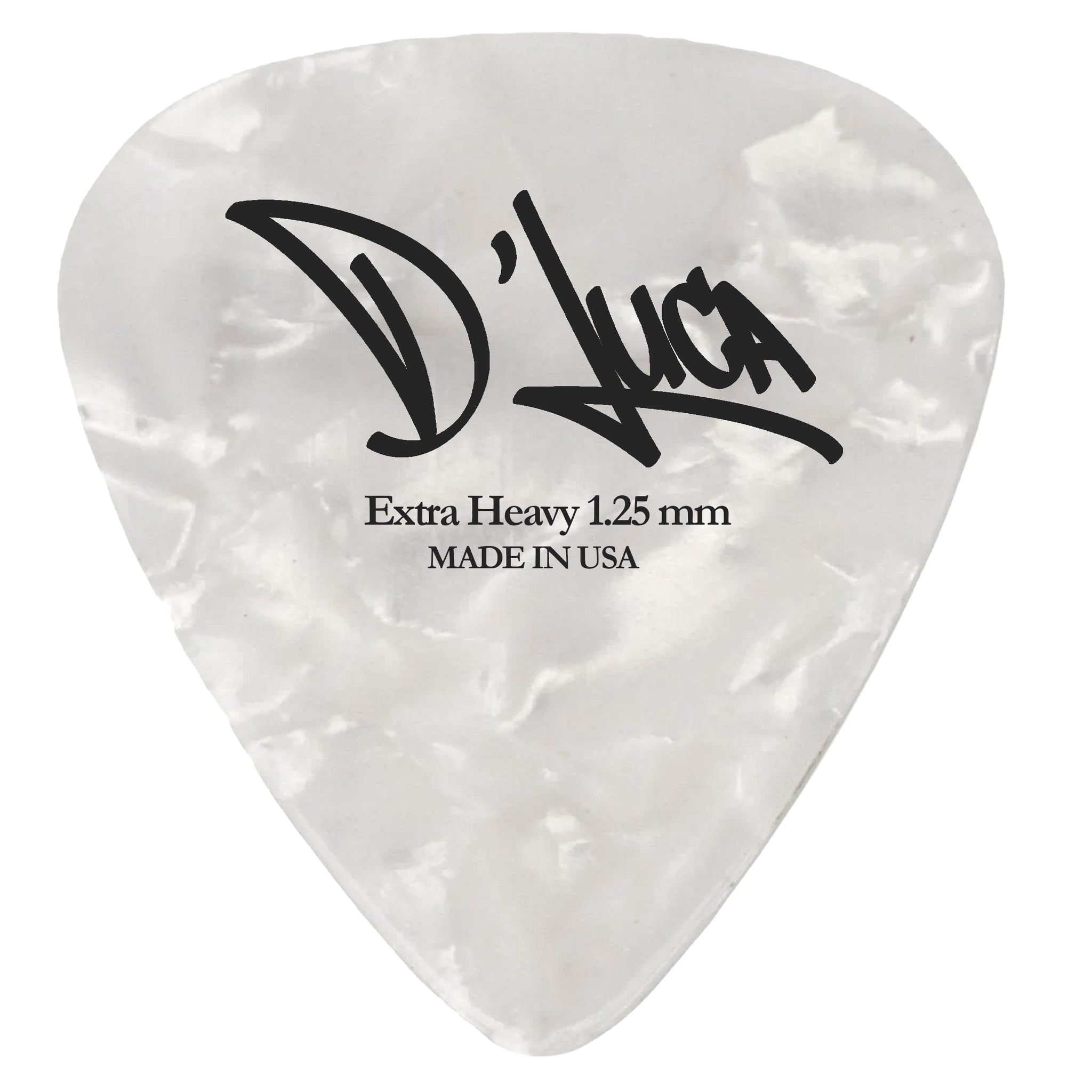 D'Luca Celluloid Standard Guitar Picks White Pearl 1.25mm Extra Heavy 25 Pack