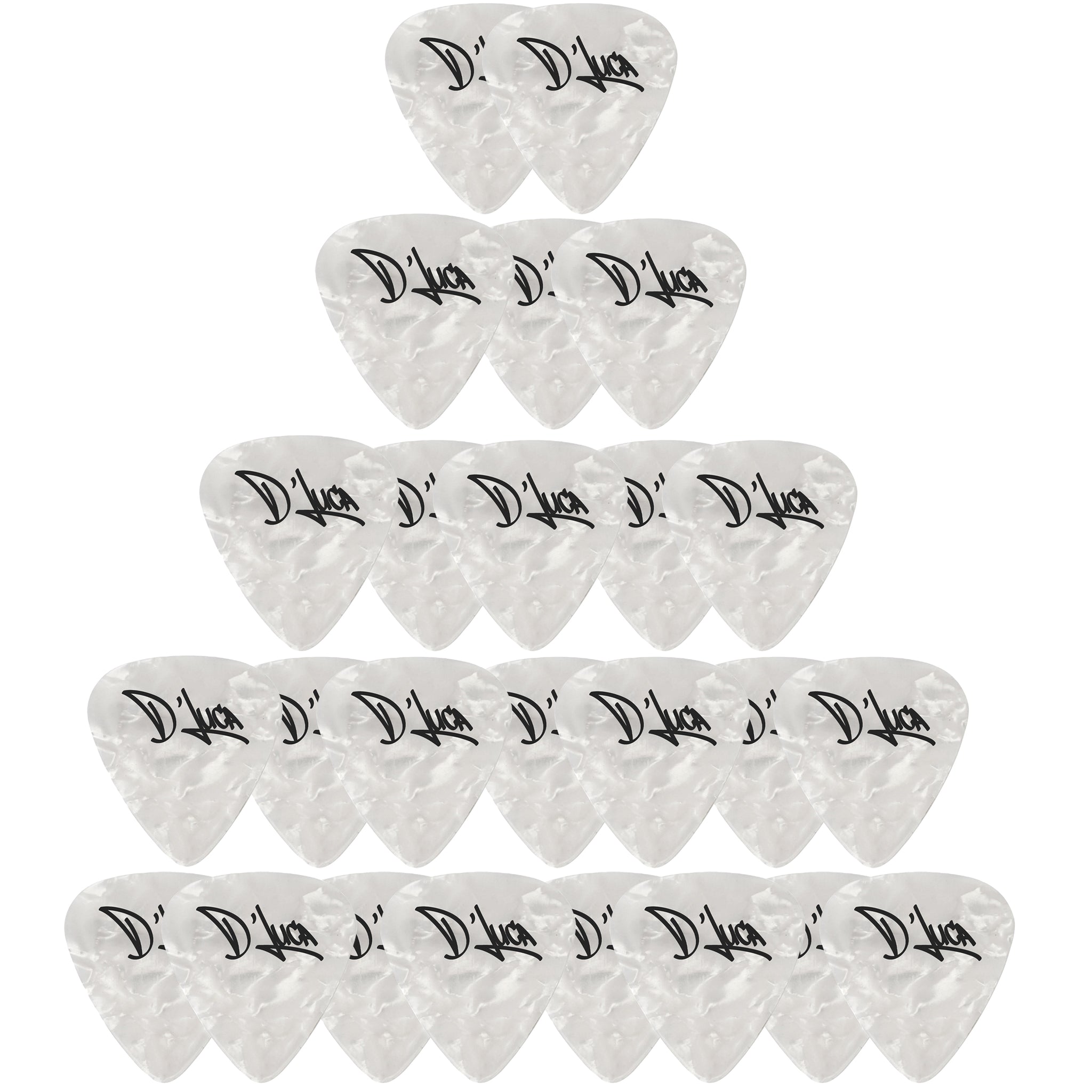D'Luca Celluloid Standard Guitar Picks White Pearl 1.25mm Extra Heavy 25 Pack