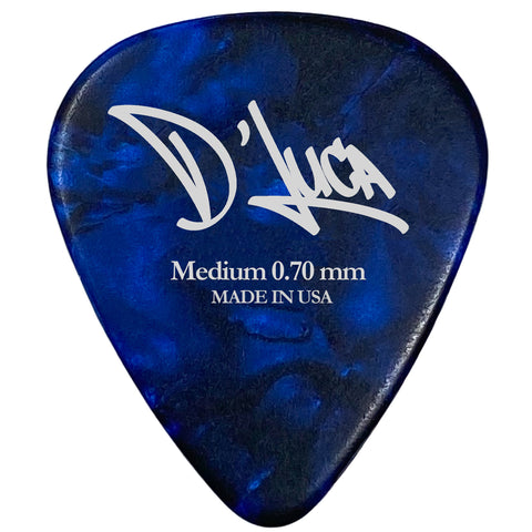 D'Luca Celluloid Standard Guitar Picks Blue Pearl 0.70mm Medium 25 Pack