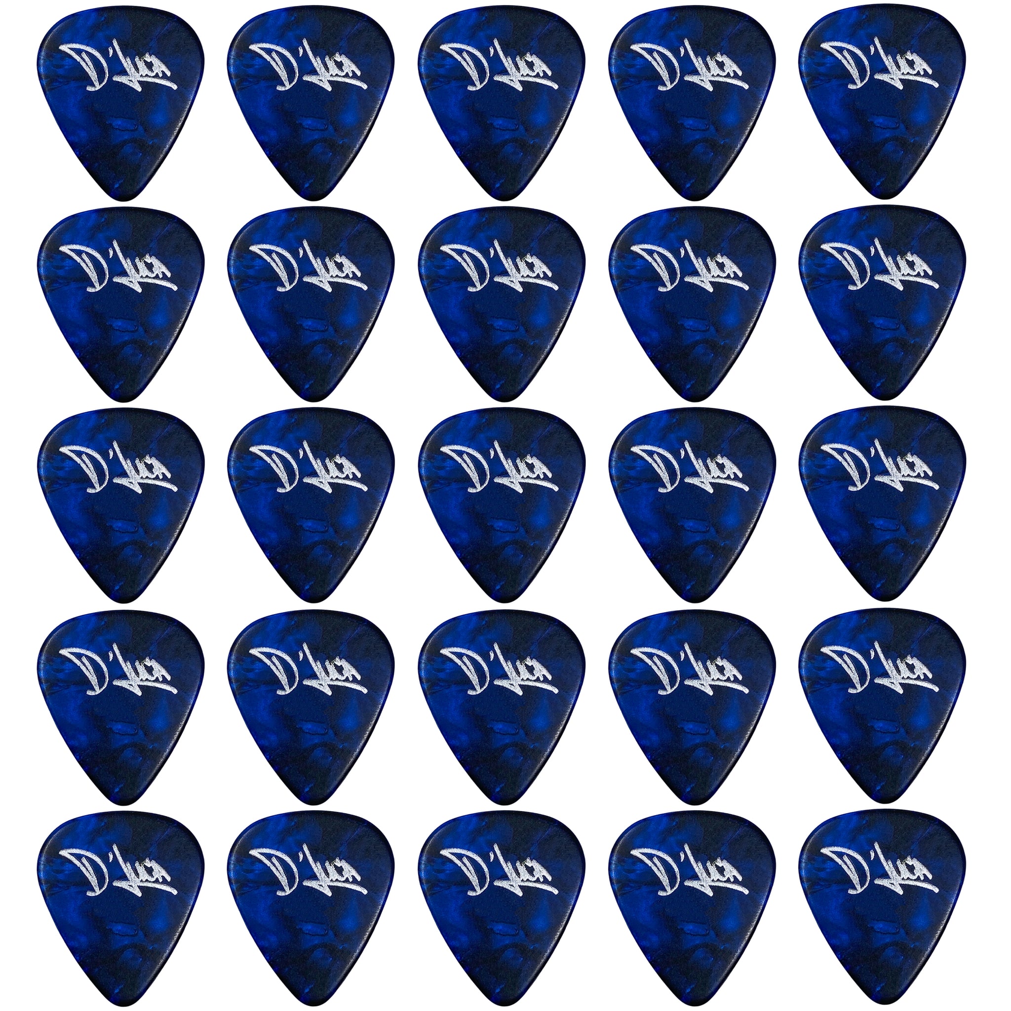 D'Luca Celluloid Standard Guitar Picks Blue Pearl 0.70mm Medium 25 Pack