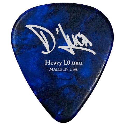 D'Luca Celluloid Standard Guitar Picks Blue Pearl 1.0mm Heavy 10 Pack