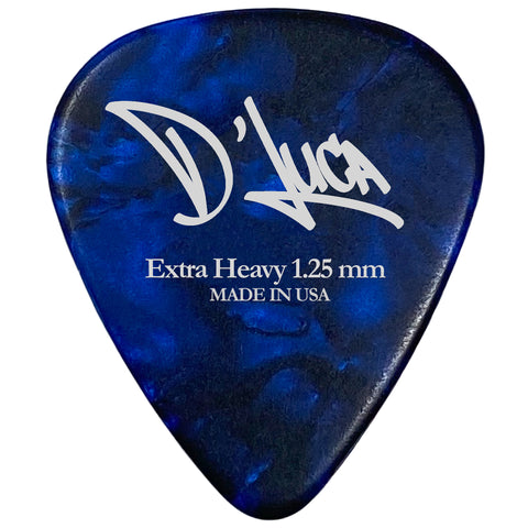 D'Luca Celluloid Standard Guitar Picks Blue Pearl 1.25mm Extra Heavy 10 Pack