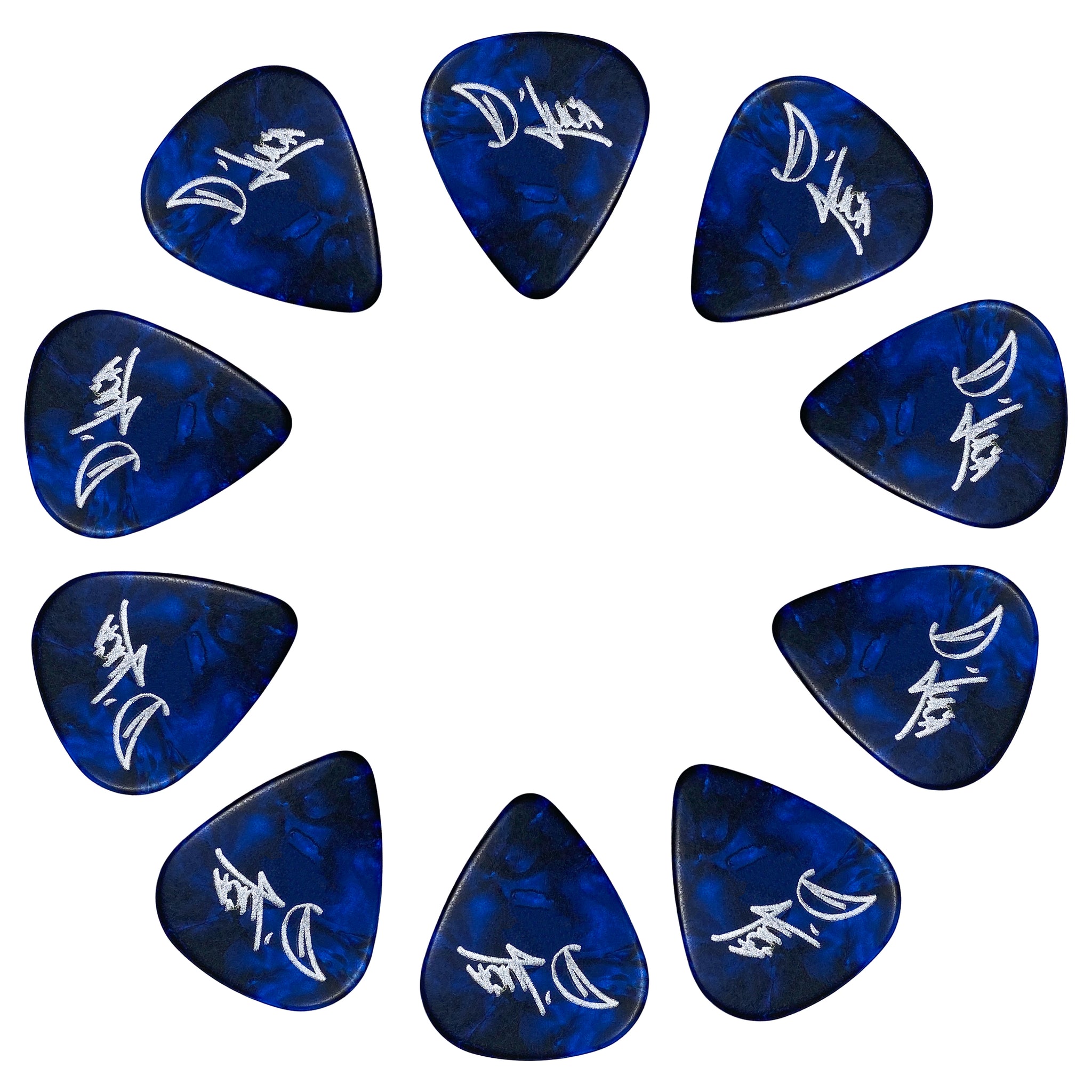 D'Luca Celluloid Standard Guitar Picks Blue Pearl 1.25mm Extra Heavy 10 Pack