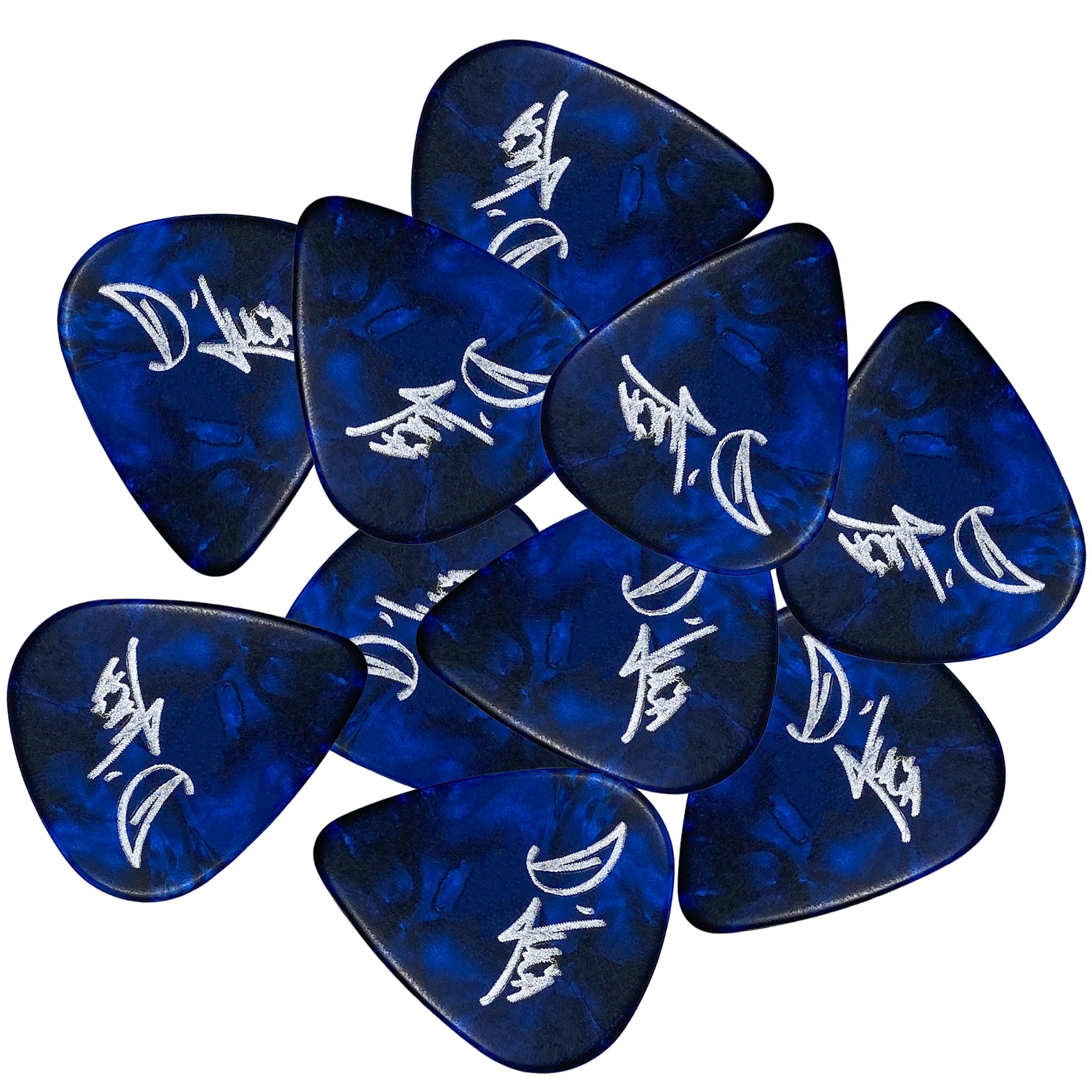 D'Luca Celluloid Standard Guitar Picks Blue Pearl 1.25mm Extra Heavy 10 Pack