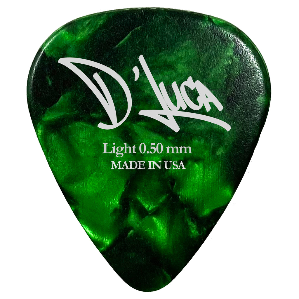 D'Luca Celluloid Standard Guitar Picks Green Pearl 0.50 mm Light 10 Pack