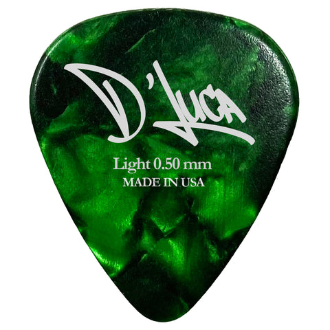 D'Luca Celluloid Standard Guitar Picks Green Pearl 0.50 mm Light 25 Pack