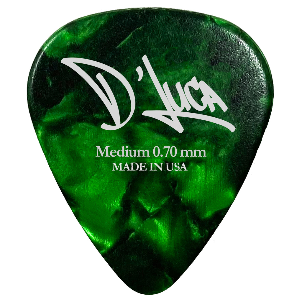 D'Luca Celluloid Standard Guitar Picks Green Pearl 0.70mm Medium 25 Pack