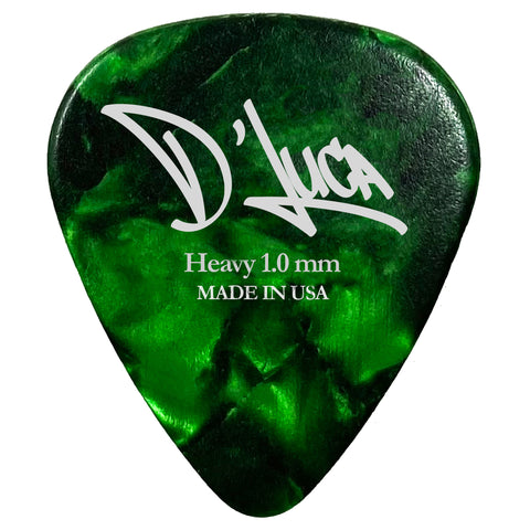 D'Luca Celluloid Standard Guitar Picks Green Pearl 1.0mm Heavy 10 Pack
