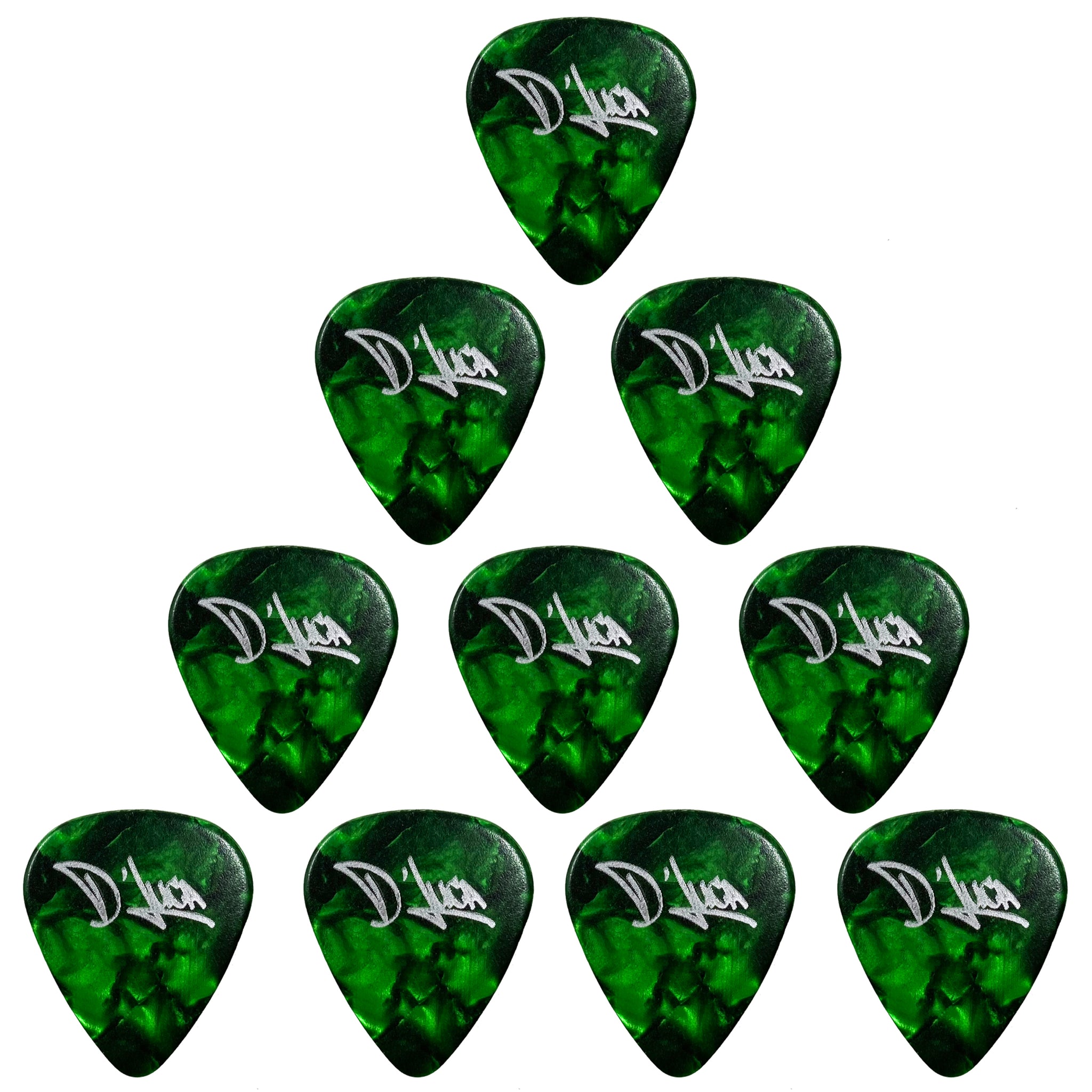 D'Luca Celluloid Standard Guitar Picks Green Pearl 1.0mm Heavy 10 Pack