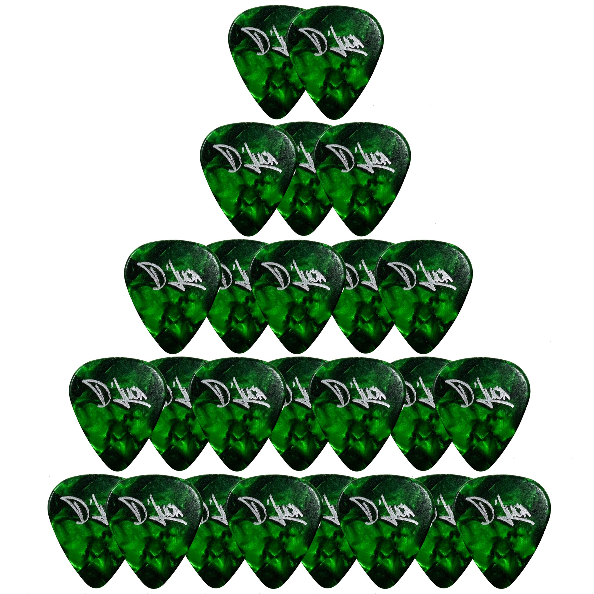 D'Luca Celluloid Standard Guitar Picks Green Pearl 1.0mm Heavy 25 Pack