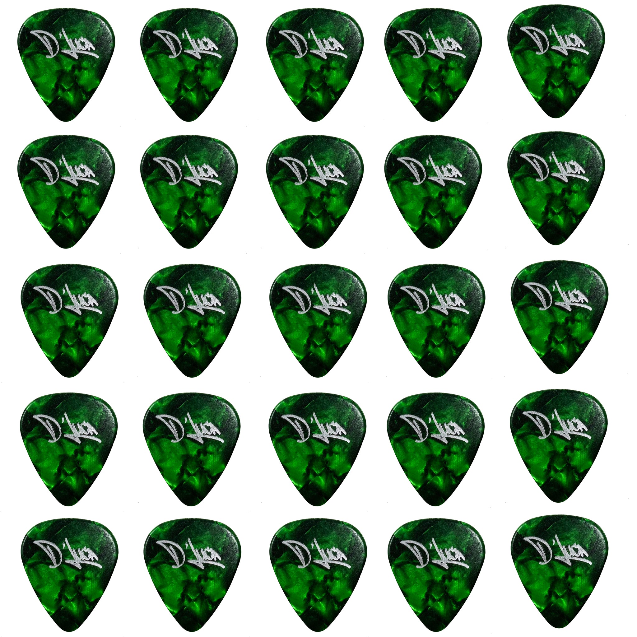 D'Luca Celluloid Standard Guitar Picks Green Pearl 1.0mm Heavy 25 Pack