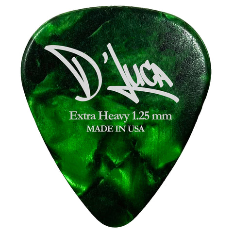 D'Luca Celluloid Standard Guitar Picks Green Pearl 1.25mm Extra Heavy 10 Pack